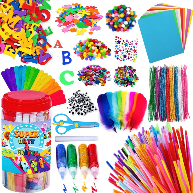 Goody King Arts and Crafts Supplies for Kids - Craft Art Supply Jar Kit for Student Age 4 5 6 7 8 9 10 Year Old Crafting Activity - Collage Arts Set for Toddlers Preschool DIY Classroom Home Project - Image 1